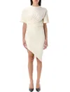 Mugler Tshirt Draped Mini Dress In Snow White