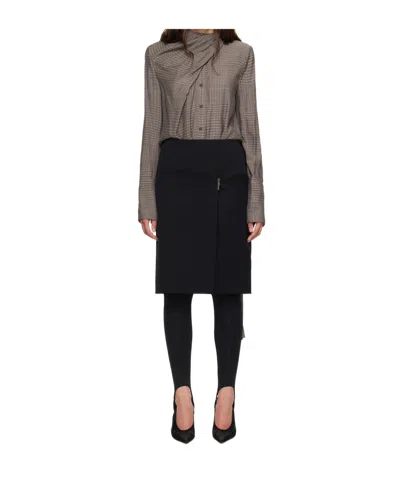 Mugler Draped Prince Of Wales Check Shirt In Brown