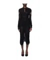 Mugler Draped Semi-sheer Mesh Dress In Black