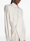 Mugler Draped-shoulder Button Shirt In Neutral