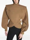 Mugler Draped-shoulder Jacket In Brown