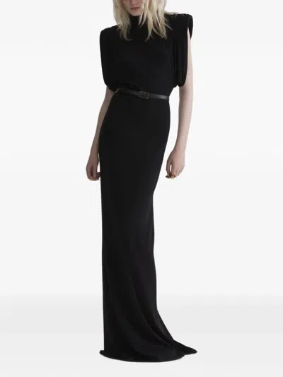 Mugler Draped Sleeveless Gown Woman Black