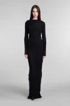 Mugler Ruffled Maxi Dress In Mesh Fabric In Black