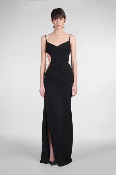 Mugler Dress In Black Viscose