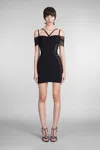 Mugler Ruched Panelled Mini Dress In Black