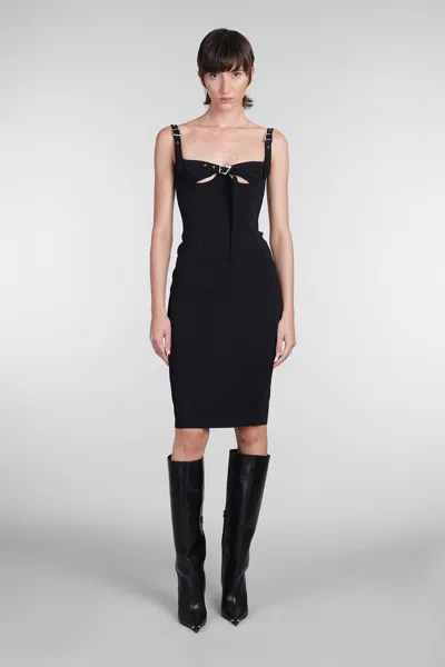 Mugler Knee Length Dress Bustier Neckline In Black