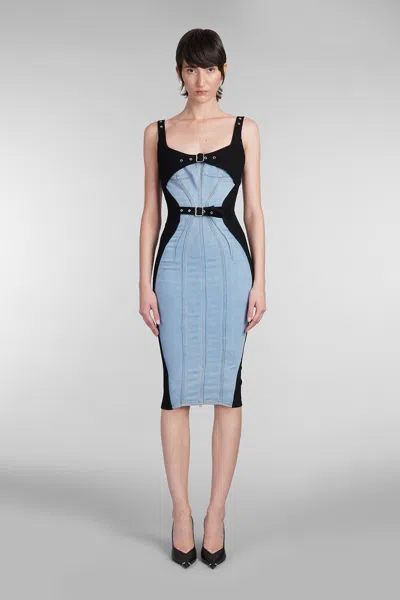 MUGLER DRESS IN BLUE COTTON