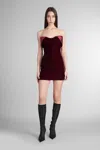 Mugler Satin-trimmed Velvet Minidress In Red
