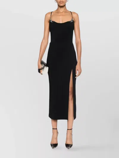 Mugler Dress Knee Length Scoop Neck In Black