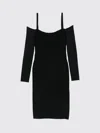 Mugler Ribbed Off-shoulder Mini Dress In Black