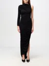 Mugler Ruched Asymmetrical Dress In Schwarz