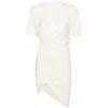 Mugler Pierced Draped T-shirt Dress In Beige