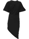 Mugler Draped Cotton Blend Jersey Mini Dress In Black