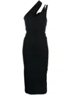 Mugler Crop Viscous Asymmetric Midi Dress In Black