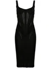 Mugler Corset-style Midi Dress In Black