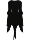 Mugler Asymmetric Mini Dress With Ruffle Details In Black