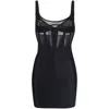 Mugler Illusion Inset Corset Waist Minidress In Black