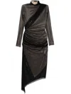 Mugler Dress Knee Length High Neckline In Black/champagne