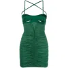 Mugler Ruched Mini Dress In Green