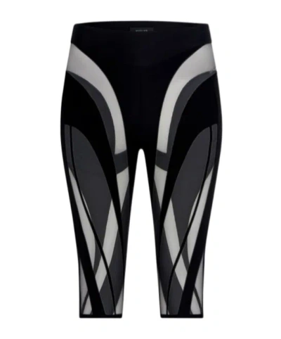 Mugler Eco Sport Spiral Mesh Bike Shorts In Black