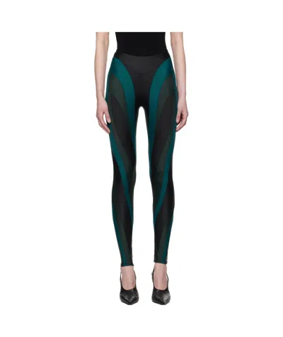 Mugler Elastic Printed Leggings In Black