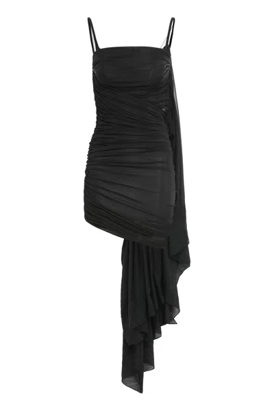 Mugler Elegant Draped Mini Dress In Black