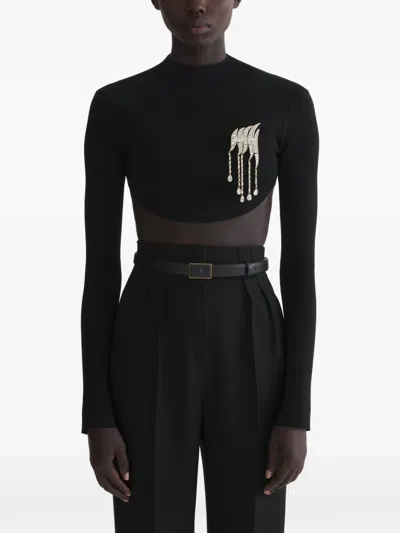 Mugler Embellished Cropped Top In Animal Print