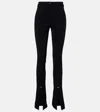 Mugler Piercing Detail High-waisted Trousers With Ankle Slit In Black