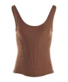 Mugler Embossed-logo Corset-style Top In Brown