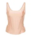 Mugler Embossed-logo Corset-style Top In Nude
