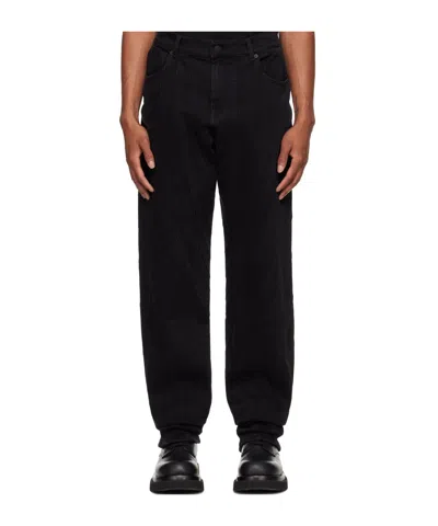 Mugler Embossed Patch Denim Jeans In Black