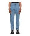 Mugler Embossed Patch Denim Jeans In Blue