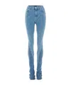 Mugler Embossed Patch Denim Trousers In Blue
