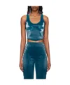 Mugler Shell-panelled Logo-embossed Stretch-woven Top In Blue