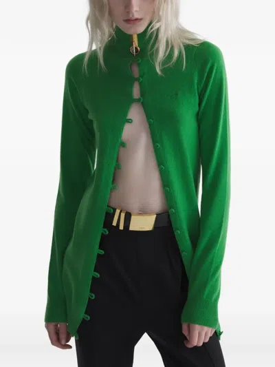 Mugler Emerald Cashmere Open Cardigan In Green