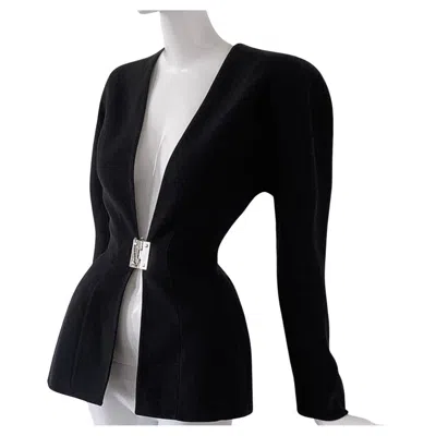 Pre-owned Mugler Fabulous  Blazer Padlock Jacket Black Silver Metal Lock