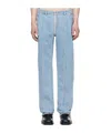 Mugler Faded Zipper Jeans Pants In Blue