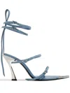 Mugler Fang 95mm Strappy Denim Sandals In Blue