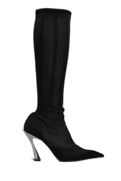 Mugler 105mm Bi-colour Fang Boots In Black