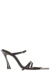 Mugler Black Strappy Fang 95 Heeled Sandals In Suede Black/black Heel