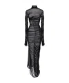 Mugler Draped Mesh Dress In Black
