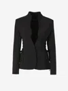 Mugler Fitted Bow Blazer In Black