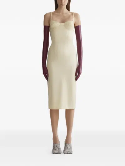Mugler Fitted Lingerie Dress In Neutral
