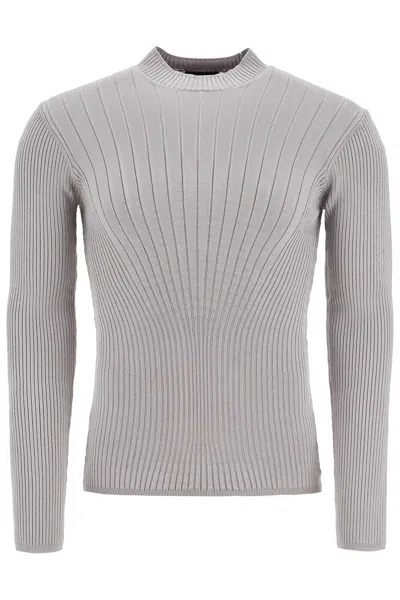 Mugler Sculpting-knit Top In Grey