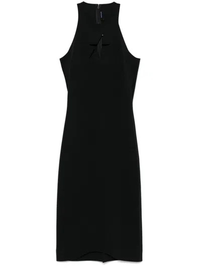 Mugler Fitted Midi Dress In Black
