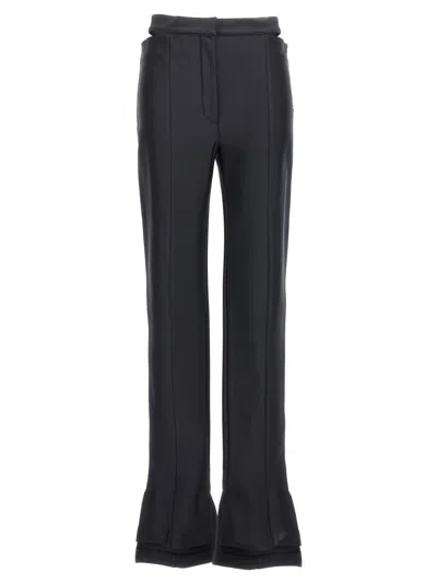 MUGLER FLARED BLACK PANTS WITH STYLISH SPLIT DETAIL