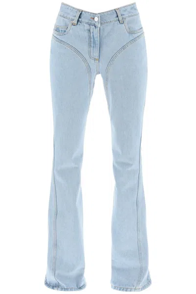 MUGLER FITTED FLARED JEANS WITH ICONIC CONTRAST STITCHING