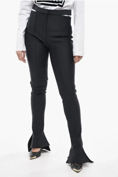 Mugler Flared Cut-out Detail Trousers With Side Slits In Black