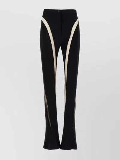 MUGLER FLARED HEM TROUSERS MESH INSERT