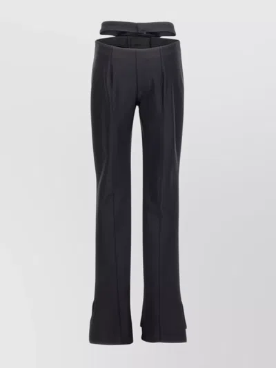 Mugler Flared High-waisted Trousers With Belted Detail In Black